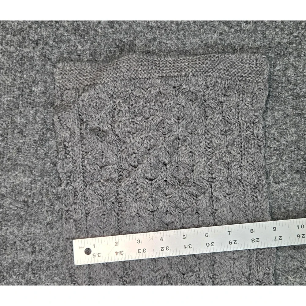 New Aran Crafts 100% Merino Wool Honeycomb Scarf Grey Made in Ireland